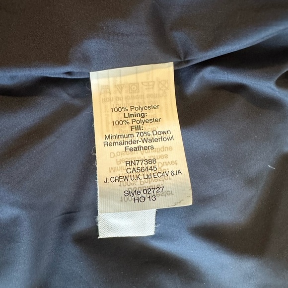 EUC** J Crew Down Filled Puffer Vest Blue Cream Striped Zip Up Women’s Size XXS - Picture 7 of 8